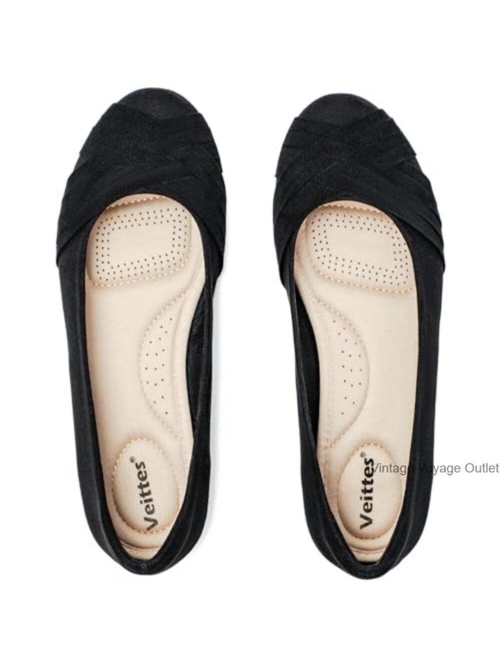 Wide Width Round Toe Ballet Flats Slip On Comfortable Office Shoes